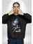 Astronot Cesur Ol Erkek Kadın Unisex Dijital Baskılı Siyah Sweatshirt 5