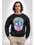 Şeker Kafatası (Day Of The Dead) Erkek Kadın Unisex Dijital Baskılı Siyah Sweatshirt 2