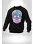 Şeker Kafatası (Day Of The Dead) Erkek Kadın Unisex Dijital Baskılı Siyah Sweatshirt 3