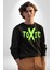 Sokak Sitili Atık Toxic Erkek Kadın Unisex Dijital Baskılı Siyah Sweatshirt 4