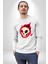 Kırmızı Ateş Kurukafa Rock Erkek Kadın Unisex Dijital Baskılı Beyaz Sweatshirt 4
