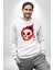 Kırmızı Ateş Kurukafa Rock Erkek Kadın Unisex Dijital Baskılı Beyaz Sweatshirt 5