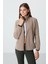 Rahat Form Dik Yaka 2li Paket Siyah-Koyu Bej Kadın Polar Sweatshirt - 97173 2