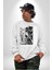 Iskelet Aşkı Kuş Kırk Kalp ve Kuru Çiçekler Erkek Kadın Unisex Dijital Baskılı Beyaz Sweatshirt 1