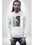 Iskelet Aşkı Kuş Kırk Kalp ve Kuru Çiçekler Erkek Kadın Unisex Dijital Baskılı Beyaz Sweatshirt 3