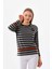 Kadın Çizgili Işleme Detaylı Uzun Kol Bluz 23615 Gri 3