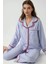 Kadın Gömlek Yaka Pamuklu Kareli Pijama Takımı Blue 1