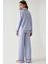 Kadın Gömlek Yaka Pamuklu Kareli Pijama Takımı Blue 3