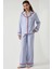 Kadın Gömlek Yaka Pamuklu Kareli Pijama Takımı Blue 5