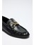 Loafer 2511 - Sarmal Toka Detaylı Siyah Kadın Loafer 5