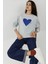 Kadın Baskılı Yuvarlak Yaka Sweatshirt Grey 4