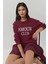 Kadın Baskılı Yuvarlak Yaka Rahat Kesim Sweatshirt Red 2