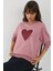 Kadın Baskılı Yuvarlak Yaka Sweatshirt Tozlu Gül Pembesi 1