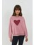 Kadın Baskılı Yuvarlak Yaka Sweatshirt Tozlu Gül Pembesi 2