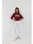 Kadın Baskılı Yuvarlak Yaka Uzun Kollu Sweatshirt Red 4