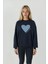 Kadın Baskılı Yuvarlak Yaka Sweatshirt Blue 4
