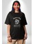 Çağdaş Yüzük Kurukafa Kral Grafik Baskılı Pamuklu Penye Kadın Erkek Siyah Tişört 3