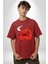 Kırmızı Boğa Maskotu Grafik Baskılı Pamuklu Penye Kadın Erkek Kırmızı Tişört 5