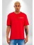 Kırmızı Gül Kaos Minimal Cep Baskılı Pamuklu Penye Kadın Erkek Kırmızı Tişört 5