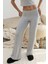 Kadın Elastik Bel Yumuşak Dokulu Örme Pantolon Açık Gri 1