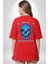 Sokak Sitili Kurukafa Sırt Baskılı Pamuklu Penye Kadın Erkek Kırmızı Tişört 3