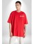 Dokunma Bana Cep Sırt Baskılı Pamuklu Penye Kadın Erkek Kırmızı Tişört 2