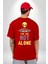 Uzaylı Yalnız Değiliz Ufo Cep Sırt Baskılı Pamuklu Penye Kadın Erkek Kırmızı Tişört 3