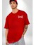 Vahşi Yazılı Cep Sırt Baskılı Pamuklu Penye Kadın Erkek Kırmızı Tişört 2