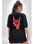 Rock On El Işareti Metal Horns Sembolü Sırt Baskılı Pamuklu Penye Kadın Erkek Siyah Tişört 4