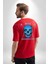 Sokak Sitili Kurukafa Cep Sırt Baskılı Pamuklu Penye Kadın Erkek Kırmızı Tişört 3