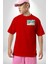 Pisikolojim Bulutlu Minimal Cep Baskılı Pamuklu Penye Kadın Erkek Kırmızı Tişört 1