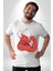 Kırmızı Boğa Maskotu Grafik Baskılı Pamuklu Penye Kadın Erkek Beyaz Tişört 5