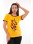 Kadın Bisiklet Yaka Desenli Kısa Kol Bluz 3087 Sarı 2