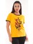 Kadın Bisiklet Yaka Desenli Kısa Kol Bluz 3087 Sarı 3