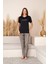Slim Fit Desenli Kısa Kol Mevsimlik Kadın Pijama Takımı 1