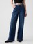 Kadın Koyu Mavi High Rise Stride Wide-Leg Jean Pantolon 11