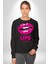 Lips Ruj Pembe Dudak Sınırsız Düşün Erkek Kadın Unisex Dijital Baskılı Siyah Sweatshirt 1