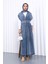 Mavi Kruvaze Yaka Düğmeli Kot Elbise 1