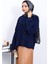 Lacivert Bisiklet Yaka Oversize Angora Yumoş Triko Kazak 1