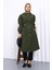 Haki Çıtçıtlı Bel Lastikli Trençkot 1