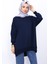 Lacivert Önü Kısa Arkası Uzun Oversize Sweatshirt 1