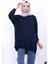 Lacivert Önü Kısa Arkası Uzun Oversize Sweatshirt 3