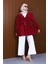 Bordo Ön Bağlamalı Fırfırlı Kimono 2