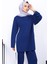 Lacivert Renk Bloklu Modal Tunik Pantolonlu Takım 2