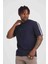Bisiklet Yaka Lacivert Şeritli Slim Fit 4