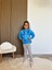 Kız Çocuk Pamuklu Mavi Çiçek Desenli Sweatshirt Çizgili Pantolon Takım 3