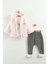 Kız Bebek Baskılı Sweatshirt, Pantolon ve Ceket 3'lü Takım (9-12-18 Ay) 1