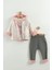 Kız Bebek Baskılı Sweatshirt, Pantolon ve Ceket 3'lü Takım (9-12-18 Ay) 1