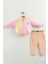 Kız Bebek Baskılı 3'lü Eşofman Takımı (Sweatshirt, Pantolon, Ceket) (9-12-18 Ay) 1