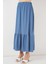 Kadın BDART Esnek Bel ile Dokulu Uzun Triko Etek Blue 8